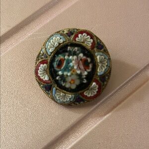 Micro mosaic vintage brooch